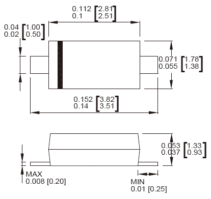 SMF78A/SMF78CA瞬态抑制二极管产品尺寸图